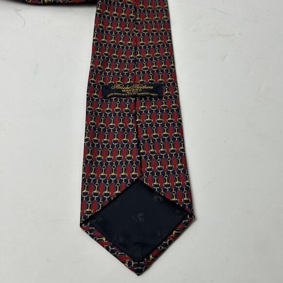 Brooks Brothers Makers Mens Tie Red With Blue Orange 3.75 X 56 - Picture 8 of 12